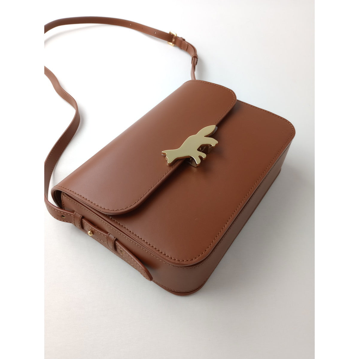 MAISON KITSUNE メゾンキツネEdie エディ レザー ショルダーバッグ テラコッタ ブラウン 【中古】