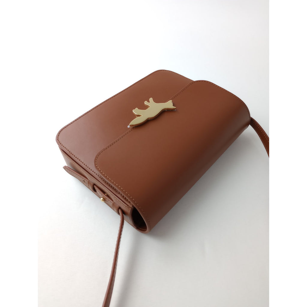 MAISON KITSUNE メゾンキツネEdie エディ レザー ショルダーバッグ テラコッタ ブラウン 【中古】