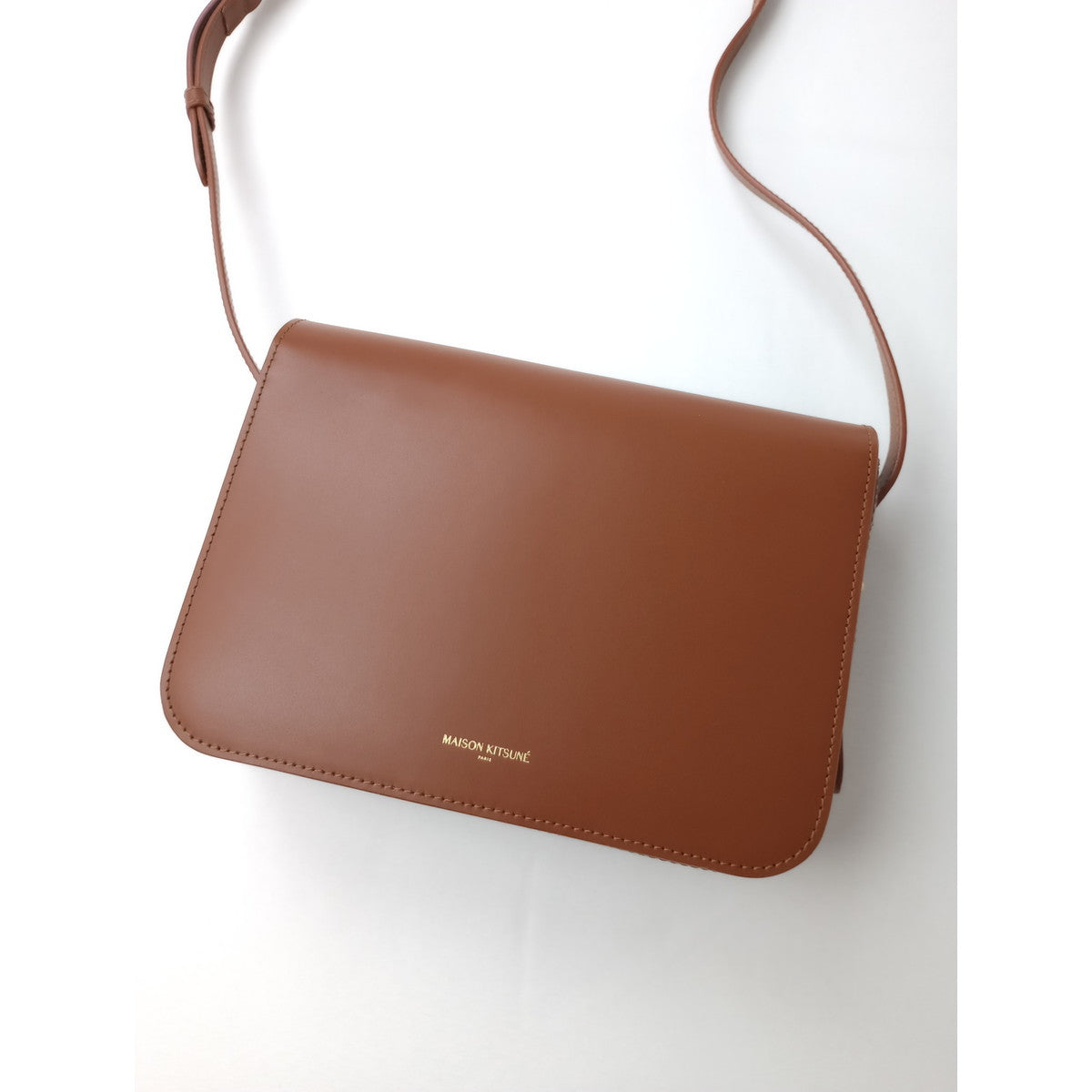 MAISON KITSUNE メゾンキツネEdie エディ レザー ショルダーバッグ テラコッタ ブラウン 【中古】