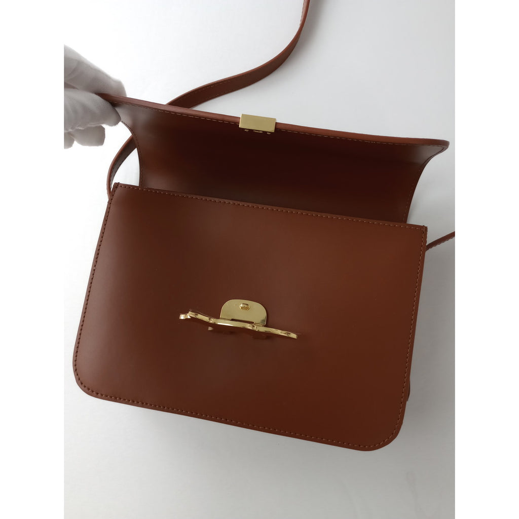 MAISON KITSUNE メゾンキツネEdie エディ レザー ショルダーバッグ テラコッタ ブラウン 【中古】