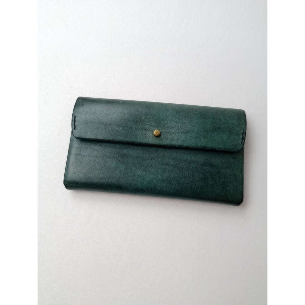 safuji サフジ ミニ長財布（ホック）long wallet ロングウォレット  レザー  グリーン系 【中古】