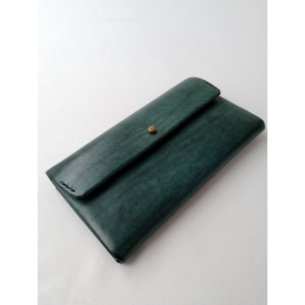 safuji サフジ ミニ長財布（ホック）long wallet ロングウォレット  レザー  グリーン系 【中古】