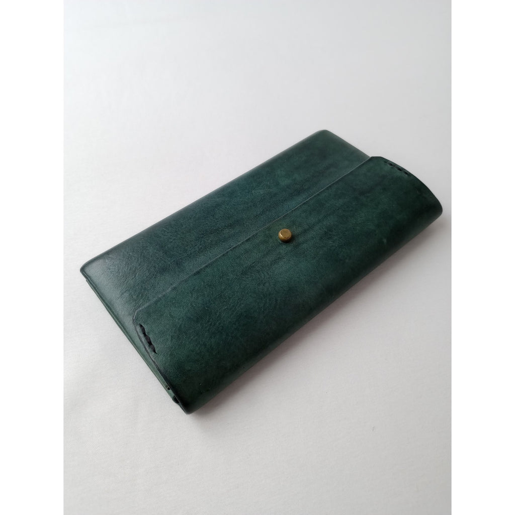 safuji サフジ ミニ長財布（ホック）long wallet ロングウォレット  レザー  グリーン系 【中古】