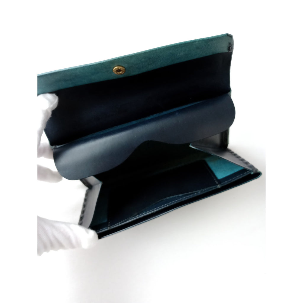 safuji サフジ ミニ長財布（ホック）long wallet ロングウォレット  レザー  グリーン系 【中古】