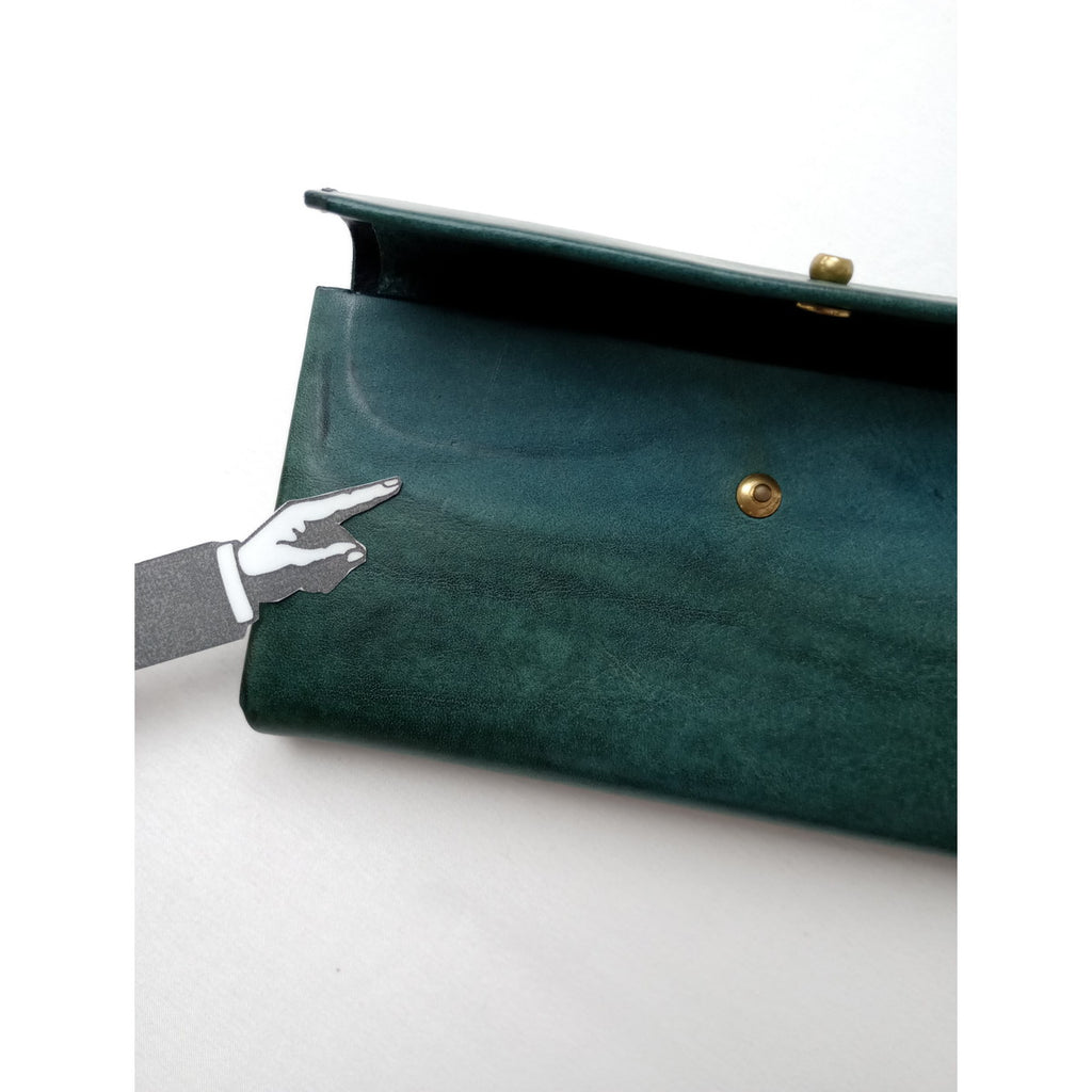safuji サフジ ミニ長財布（ホック）long wallet ロングウォレット  レザー  グリーン系 【中古】