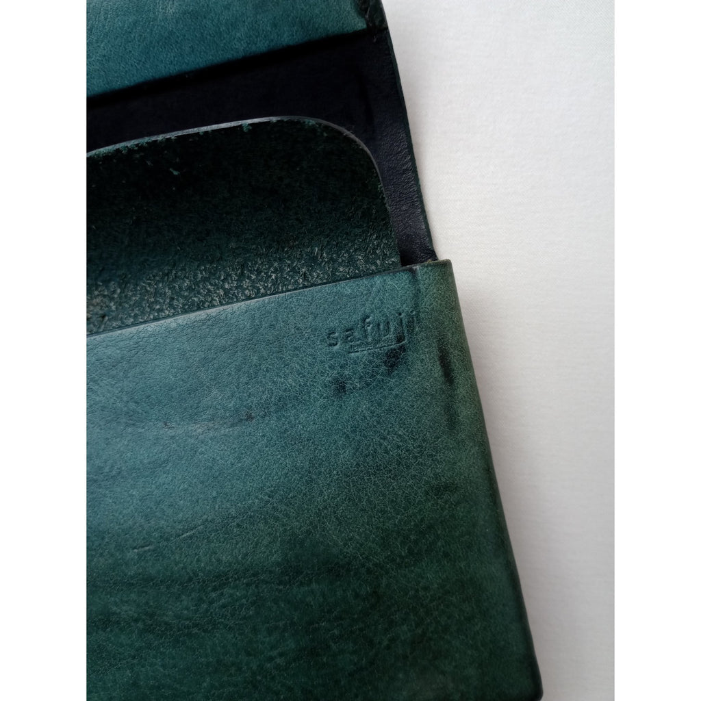 safuji サフジ ミニ長財布（ホック）long wallet ロングウォレット  レザー  グリーン系 【中古】