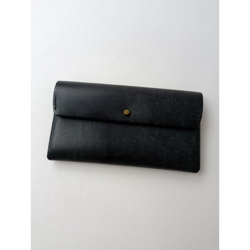 safuji サフジ ミニ 長 財布（ホック）long wallet ロングウォレット  レザー ダークネイビー 【中古】
