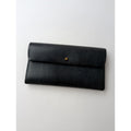 safuji サフジ ミニ 長 財布（ホック）long wallet ロングウォレット  レザー ダークネイビー 【中古】