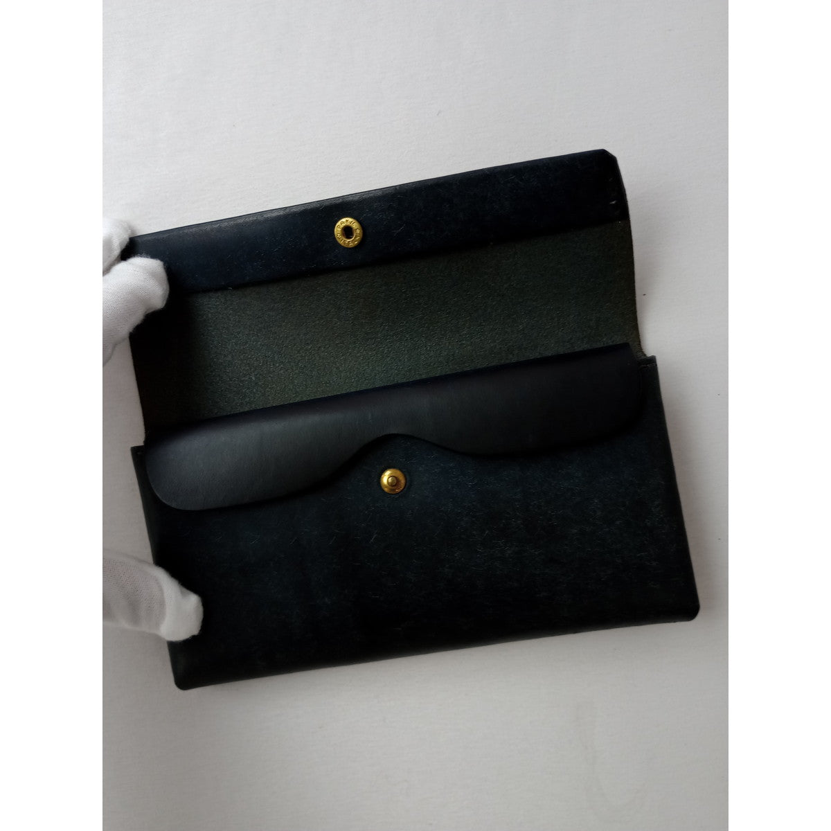safuji サフジ ミニ 長 財布（ホック）long wallet ロングウォレット  レザー ダークネイビー 【中古】