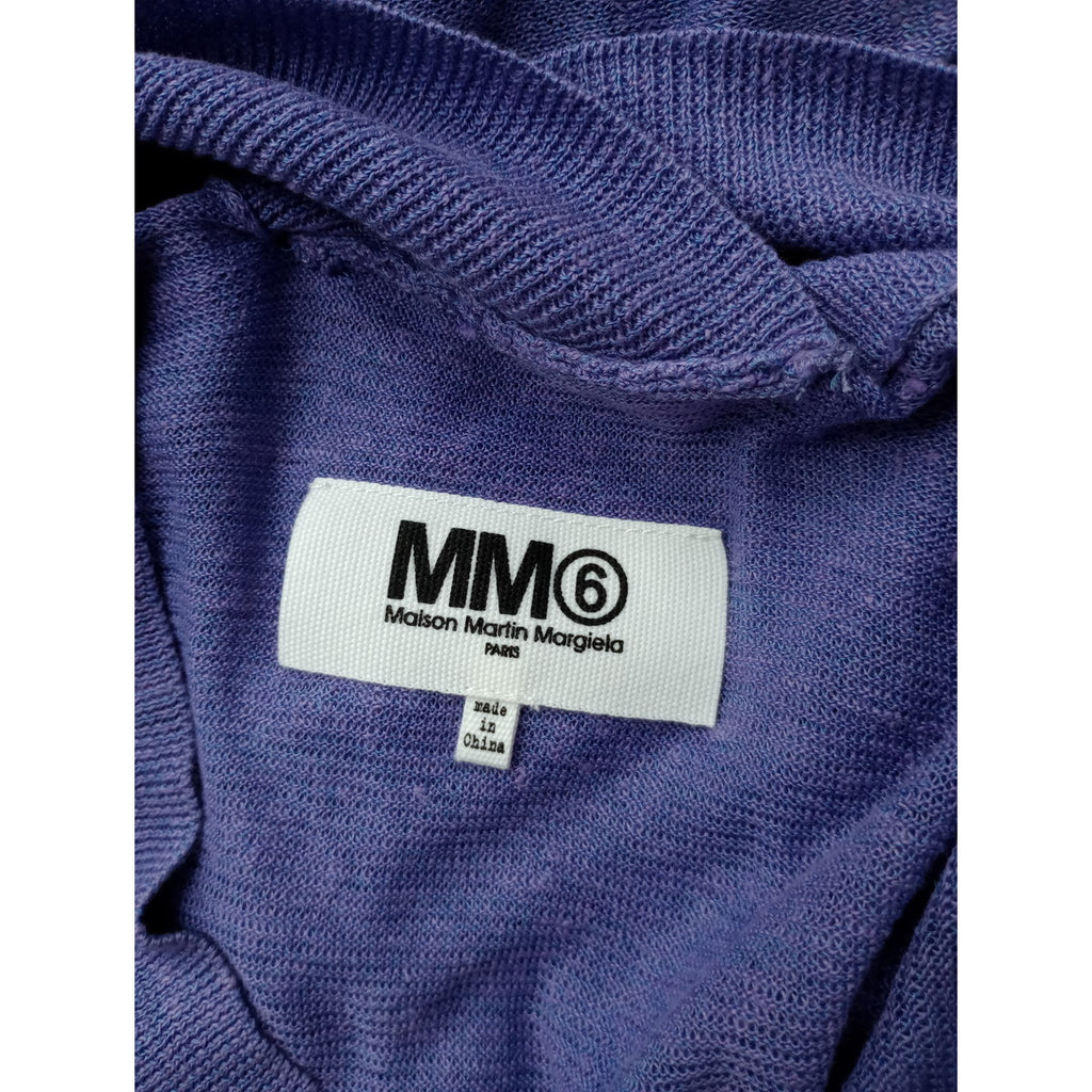 MM6 Maison Margiela マルタンマルジェラ アシンメトリー  リネン シルク ニット トップス パープル S 【中古】
