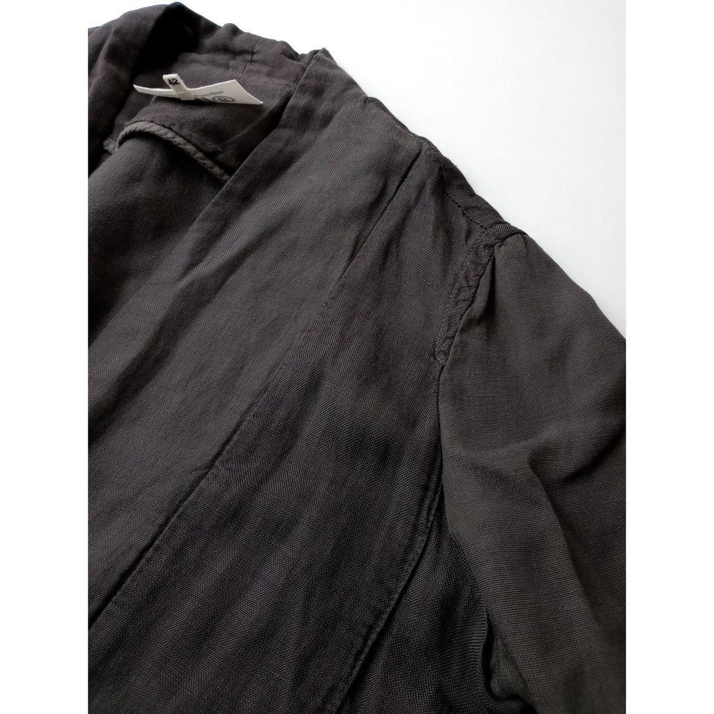 MM6 Maison Margiela マルタンマルジェラ コットン リネン 混 ノーカラー ジャケット カーディガン 羽織  ダークブラウン 42 【中古】