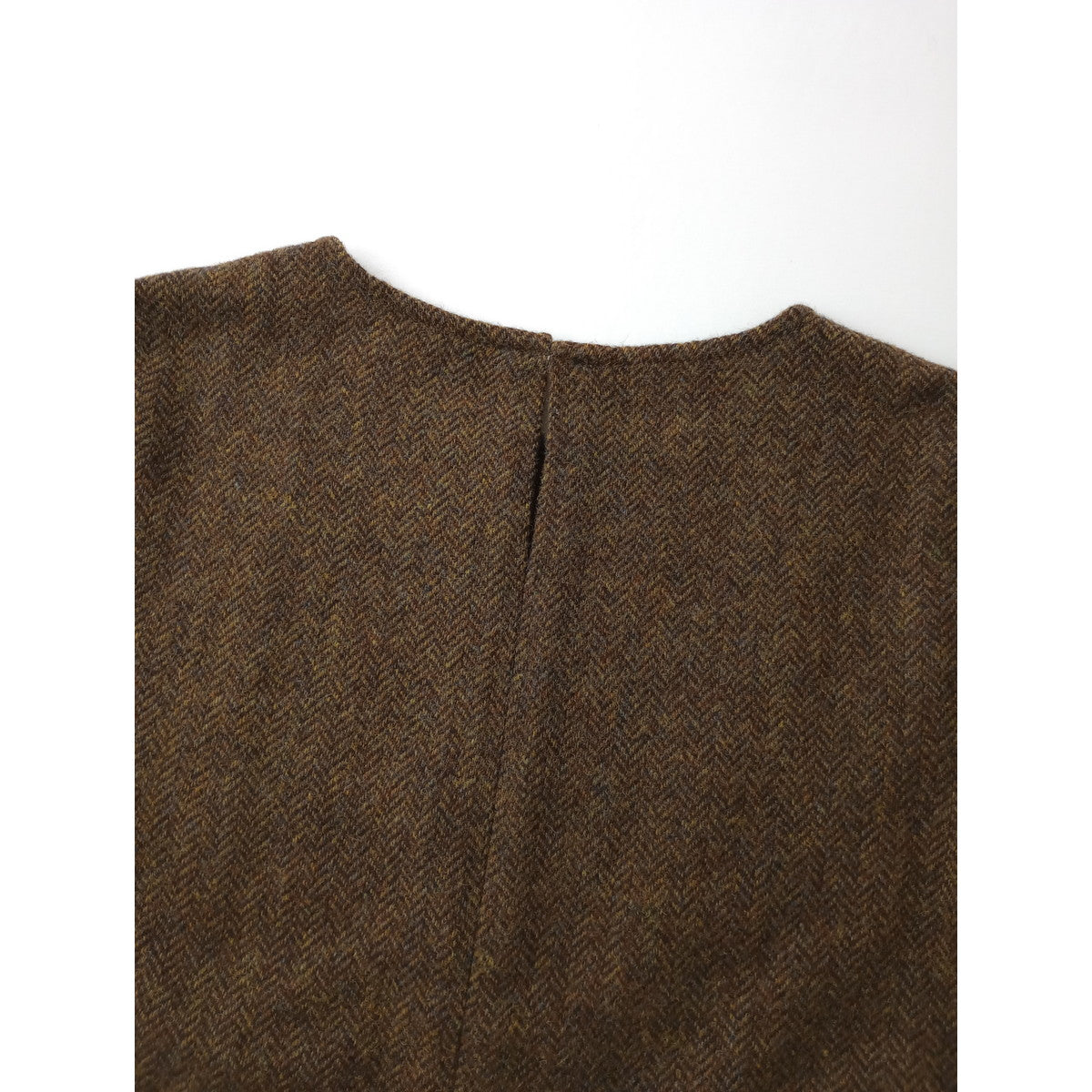 atelier naruse アトリエナルセ ミモザ刺繍 ウールスモックブラウス ヘリンボーン ツイード ブラウン (6M＋0027) 【中古】