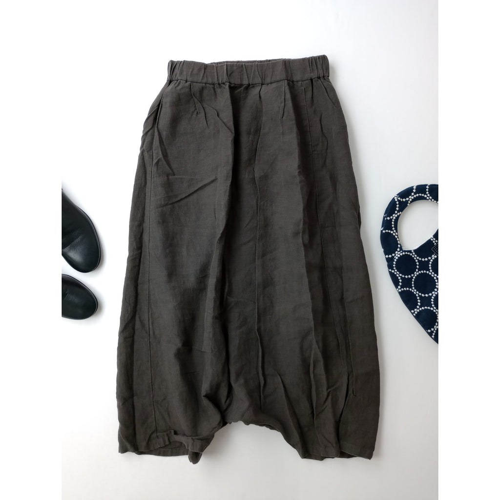 evam eva エヴァムエヴァ sarrouel pants リネン 麻 100％ サルエル パンツ ダークブラウン 【中古】