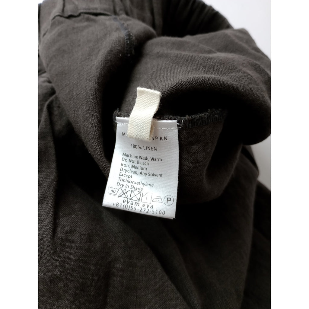 evam eva エヴァムエヴァ sarrouel pants リネン 麻 100％ サルエル パンツ ダークブラウン 【中古】