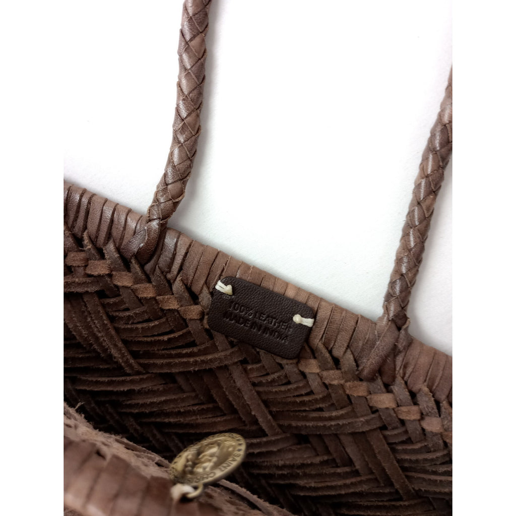 SAINT CHRISTOPHER dragon セントクリストファー ドラゴン レザー メッシュ トートバッグ ブラウン 【中古】