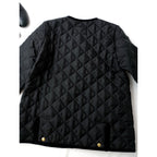 Traditional Weatherwear トラディショナルウェザーウェア ARKLEY EX.SLOBE レオパード キルティング ノーカラー 中綿 ジャケット 黒 ブラック 38 (6M＋0859)【中古】