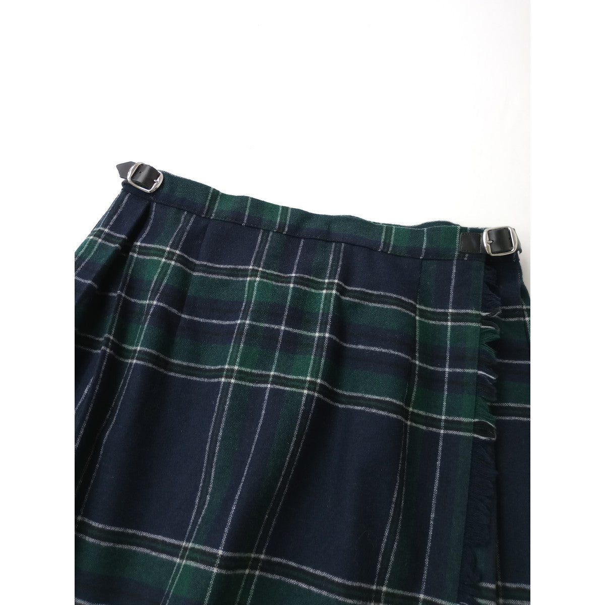 O'NEIL OF DUBLIN オニールオブダブリン ウール プリーツ チェック ロング 巻き スカート キルト グリーン US10  (6M＋0853)【中古】
