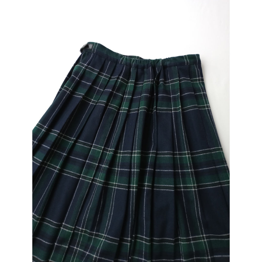 O'NEIL OF DUBLIN オニールオブダブリン ウール プリーツ チェック ロング 巻き スカート キルト グリーン US10  (6M＋0853)【中古】