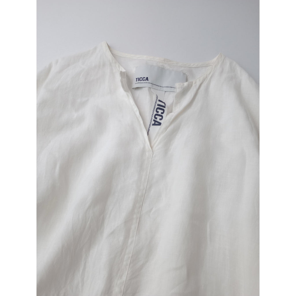 TICCA ティッカ  リネン 麻 100％ ロングワンピース 白  F 【中古】