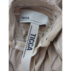 TICCA ティッカ コットン ナイロン ストライプ ロング シャツ ワンピース ライトベージュ F【中古】