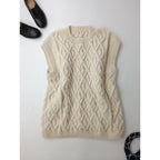 nest Robe ネストローブ  Peruvian wool hand knit cable vest ペルーニット ケーブル編み ベスト アイボリー F  (13M＋0849)【中古】