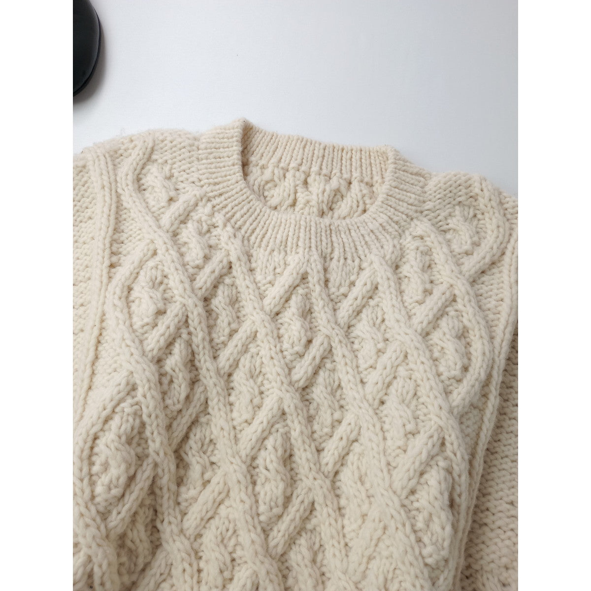 nest Robe ネストローブ  Peruvian wool hand knit cable vest ペルーニット ケーブル編み ベスト アイボリー F  (13M＋0849)【中古】