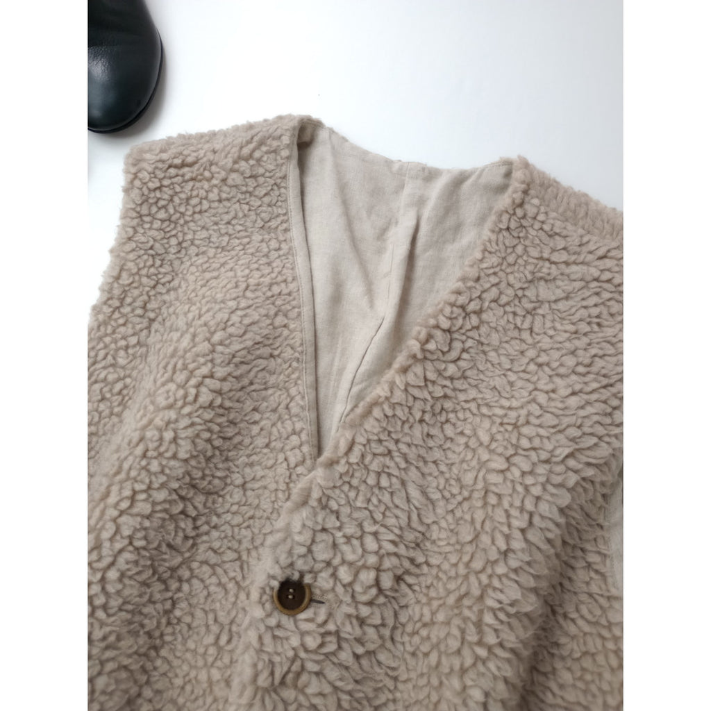 nest Robe ネストローブ  wool boa reversible vest ウール ボア リバーシブル ロング ベスト ベージュ (13M＋0851) 【中古】