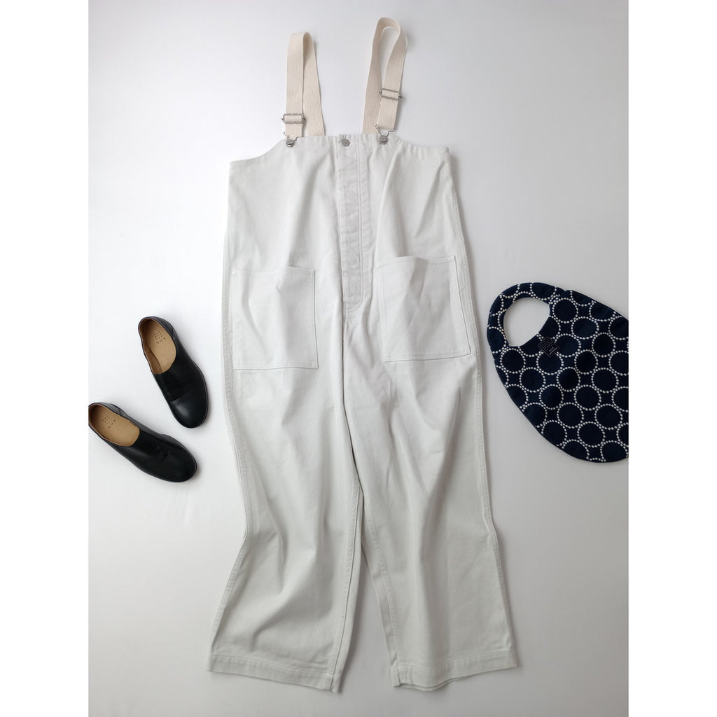 25SS   nest Robe  ネストローブ  コットン ツイル デッキ サロペット  オールインワン  白 アイボリー【中古】