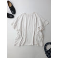 nest Robe ネストローブ 【UpcycleLino】天然染め天竺ラッフルTee フリル 半袖 Tシャツ カットソー トップス 白 F 【中古】