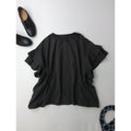 nest Robe ネストローブ 【UpcycleLino】天然染め天竺ラッフルTee フリル 半袖 Tシャツ カットソー トップス  墨黒 【中古】
