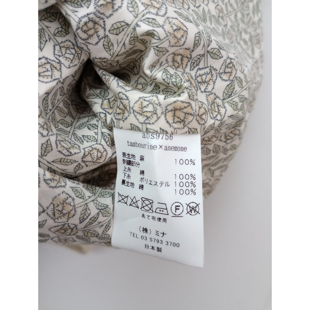 mina perhonen ミナペルホネン anemone  tambourine パニーニ バッグ タンバリン アネモネ  ライトベージュ 【中古】