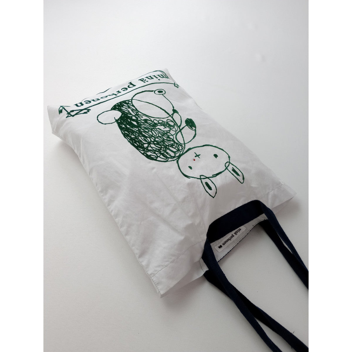 mina perhonen  ミナペルホネン  ワンマイル   バッグ シルクコットン 白   【中古】