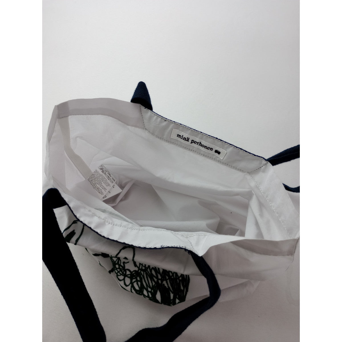 mina perhonen  ミナペルホネン  ワンマイル   バッグ シルクコットン 白   【中古】