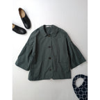 24SS  mina perhonen ミナペルホネン choucho ステンカラー ジャケット カーキ 【中古】