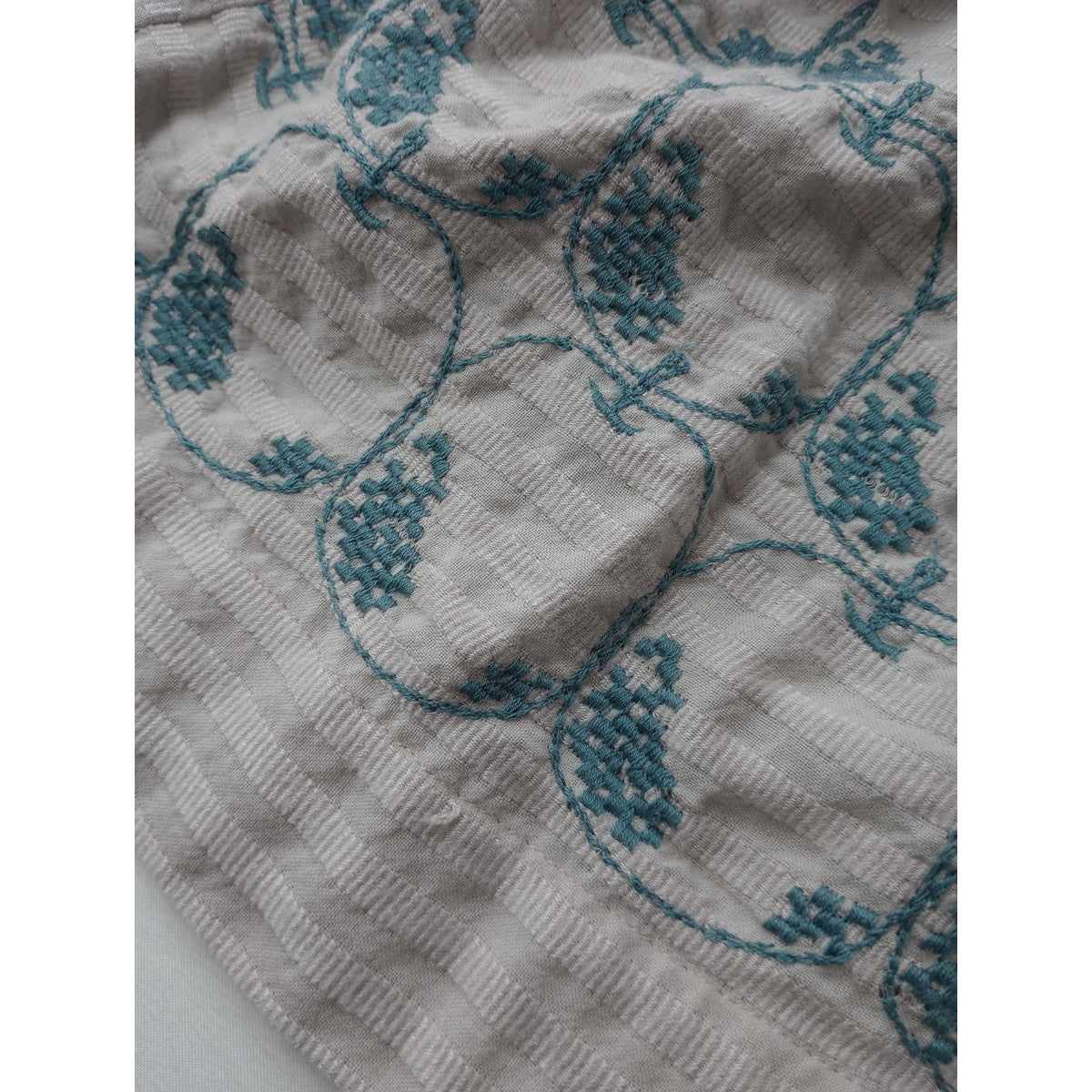 mina perhonen  ミナペルホネン mela   mela 刺繍 ノースリーブ ワンピース 36  ライトグレー  【中古】