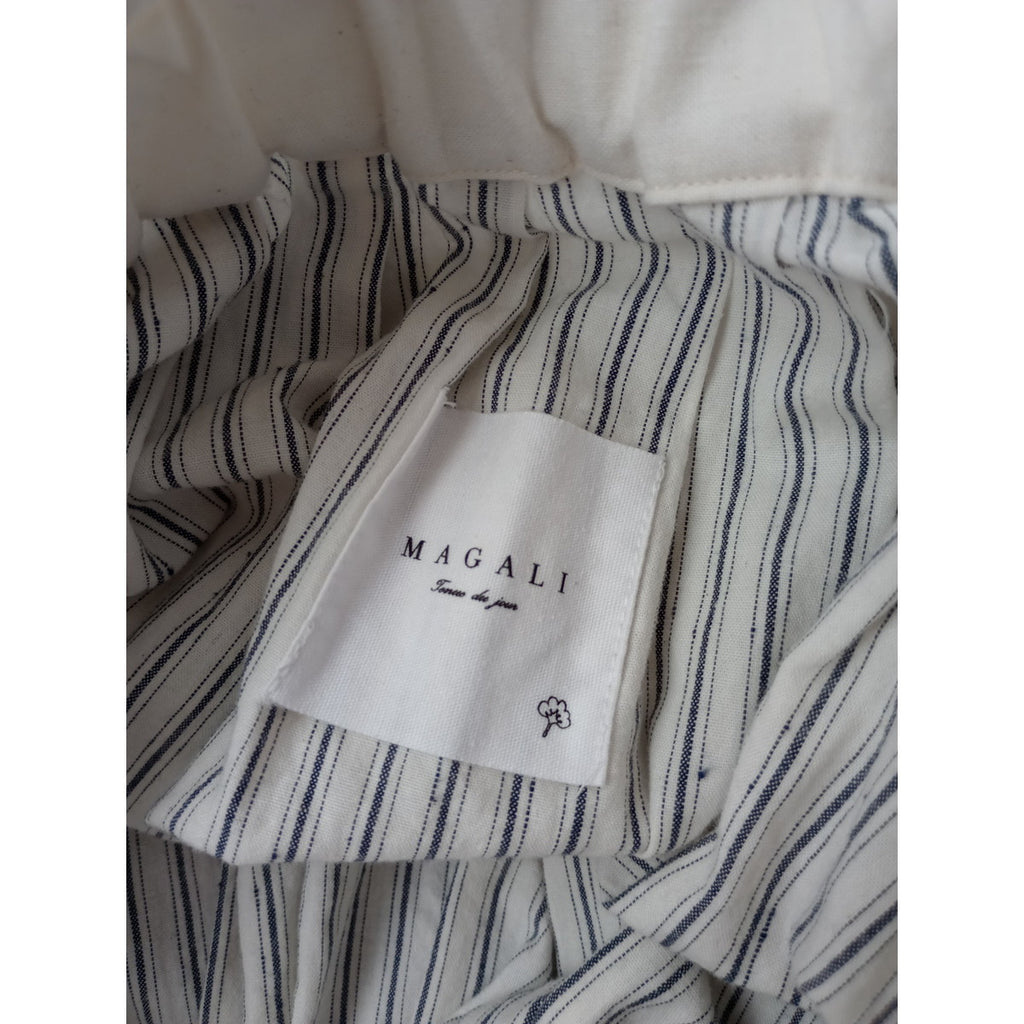 MAGALI マガリ ストライプ ロング スカート  白 【中古】