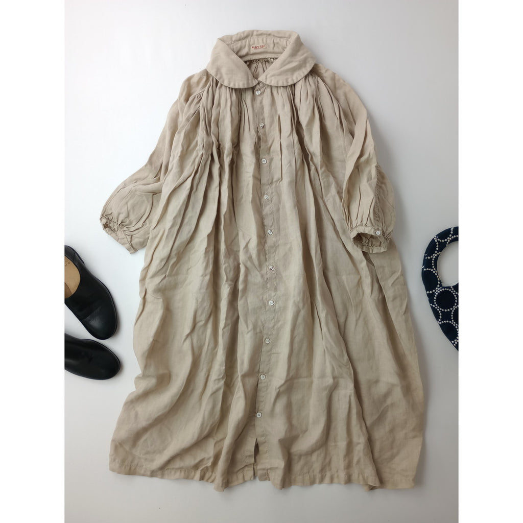 KAPITAL キャピタル ソフトリネンフィッシャーマンズラグランワンピース ライトベージュ XS  【中古】