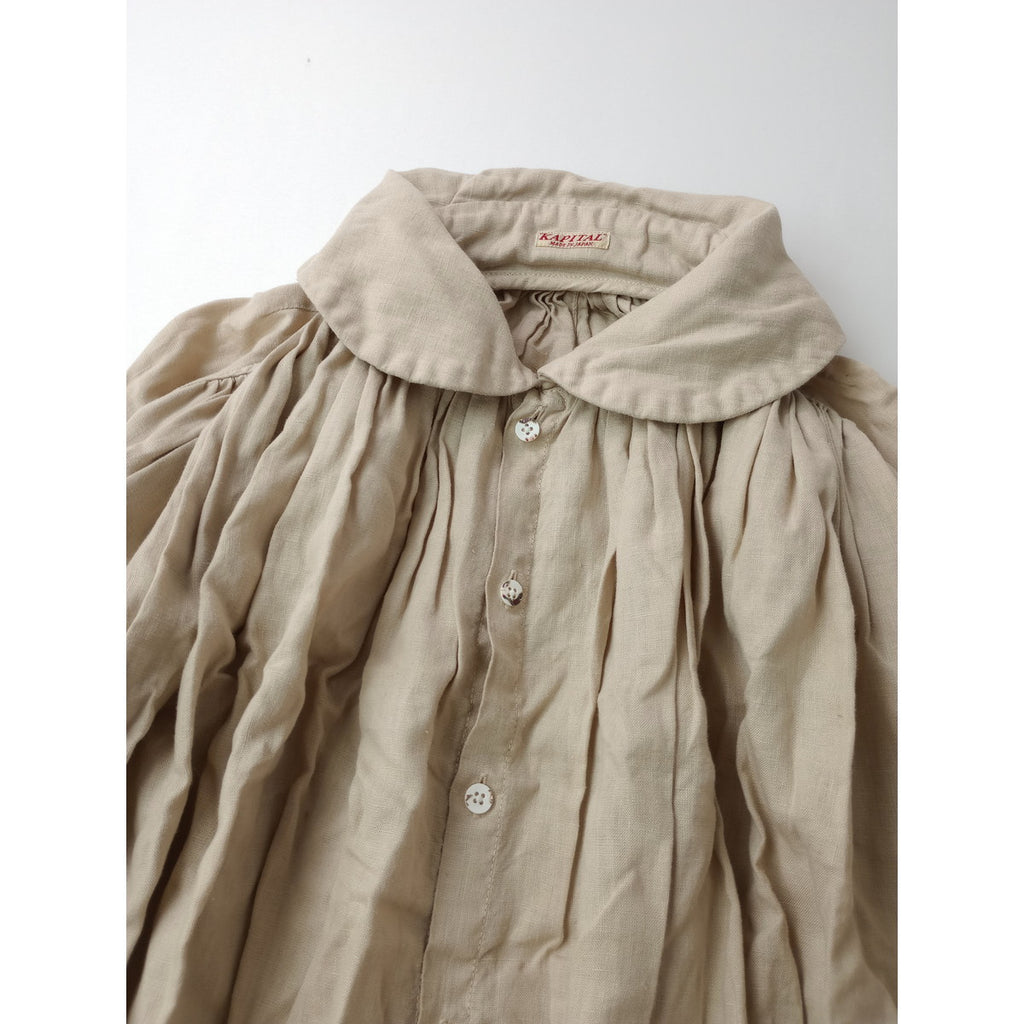 KAPITAL キャピタル ソフトリネンフィッシャーマンズラグランワンピース ライトベージュ XS  【中古】