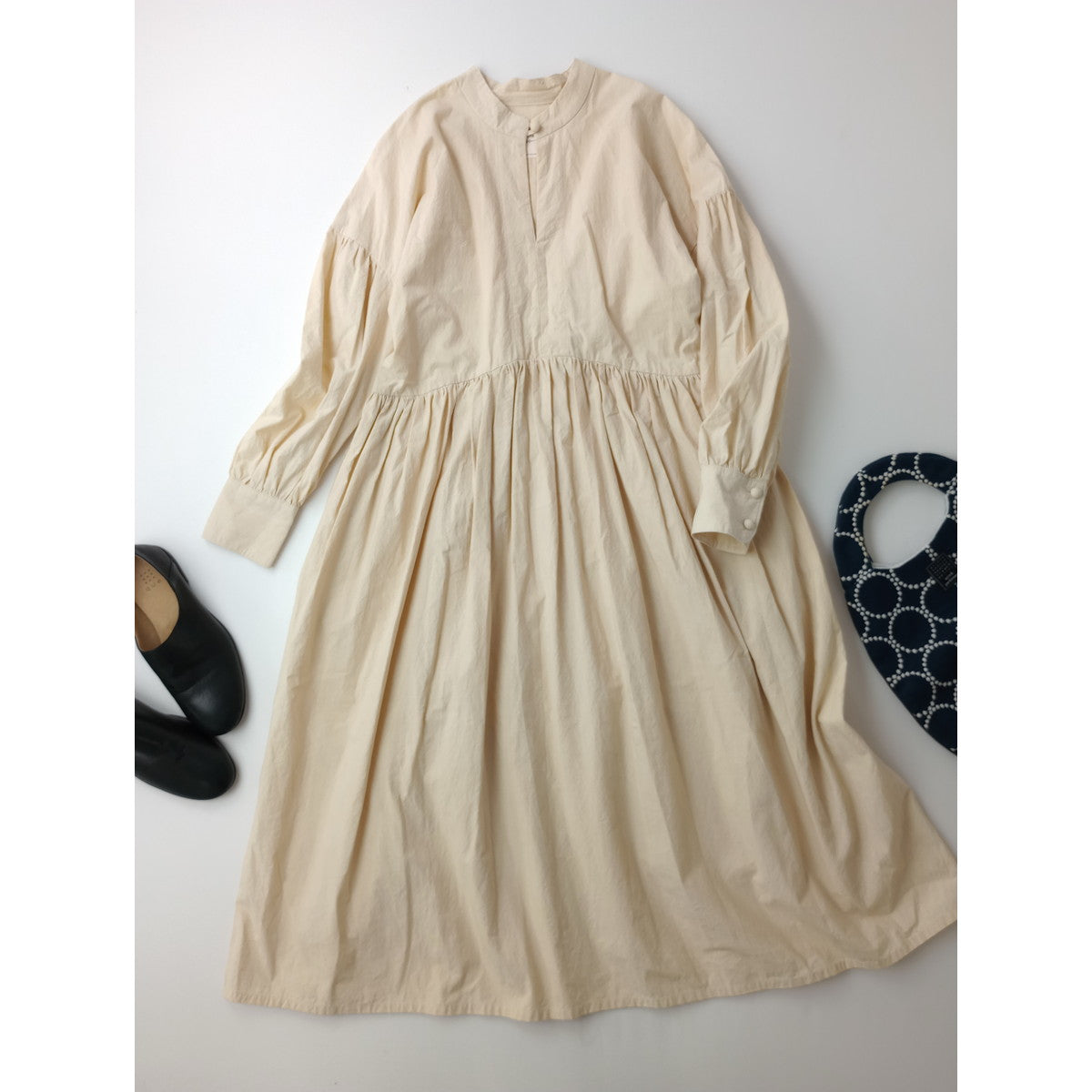 MAGALI マガリ ロング ドレス ワンピース コットン 綿 100％ クリームイエロー 【中古】