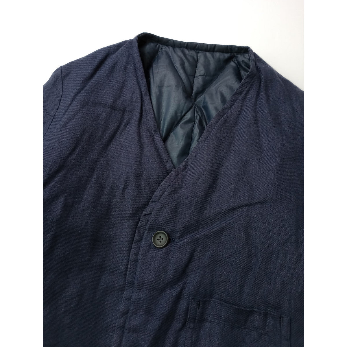 ゴーシュ 40/1 リネン ツイル ダウン リバーシブル ダウン ロング コート ネイビー  2 (3M＋2681)【中古】