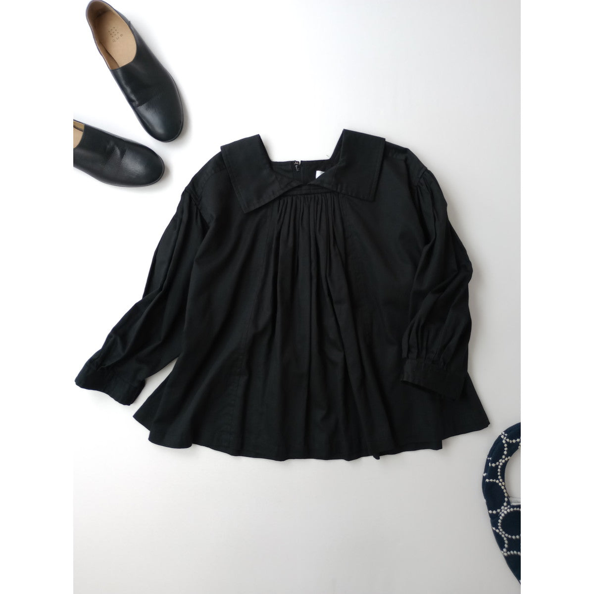COMME des GARCONS COMME des GARCONS コムデギャルソン コムコム ビッグカラー ギャザー ボリューム ブラウス 黒 ブラック XS 【中古】