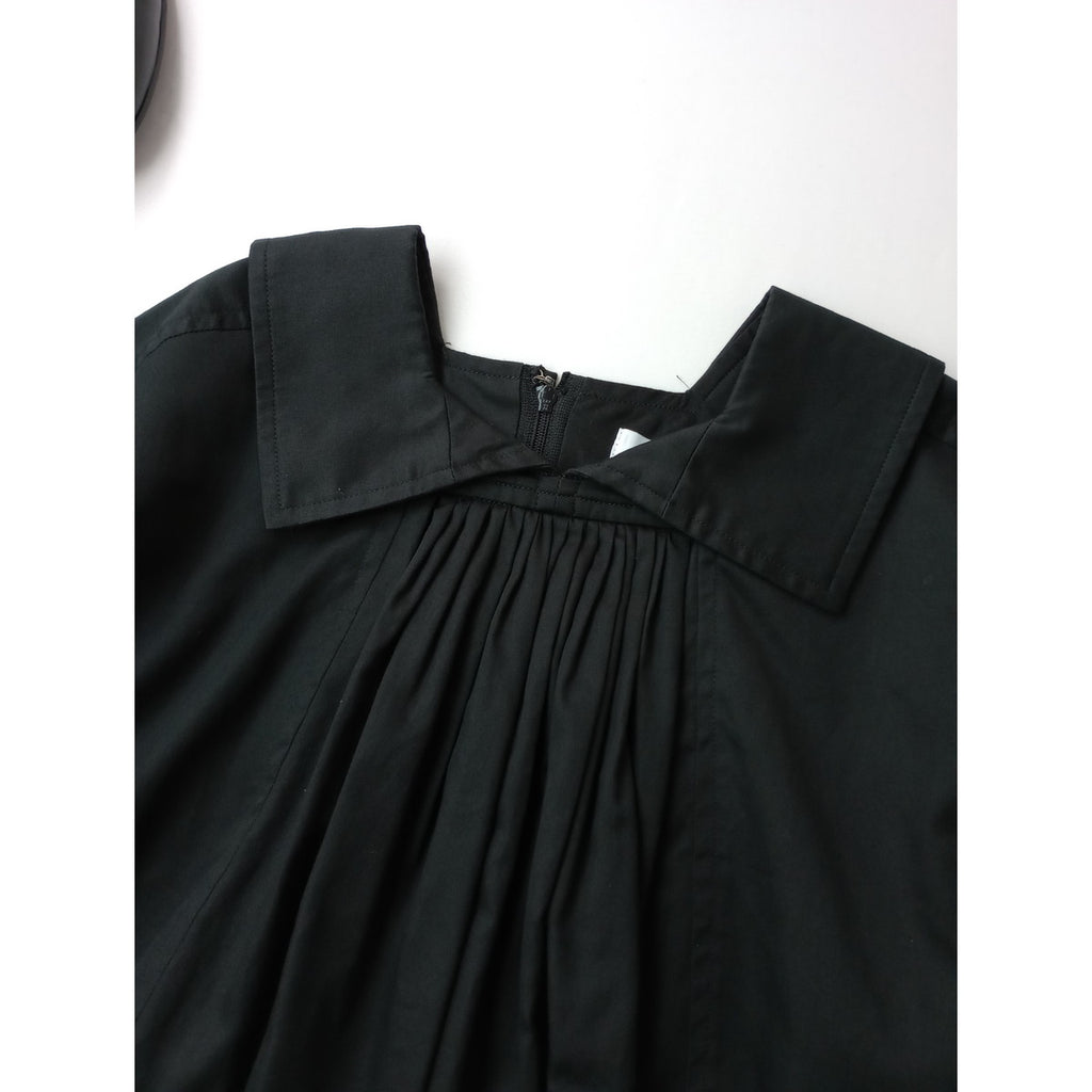 COMME des GARCONS COMME des GARCONS コムデギャルソン コムコム ビッグカラー ギャザー ボリューム ブラウス 黒 ブラック XS 【中古】