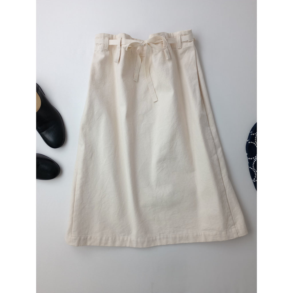 gasa ガサグルー キャンバス コットン 綿 100％  ロングスカート 生成り 【中古】