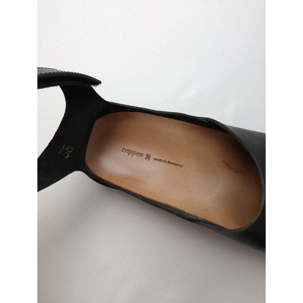 trippen トリッペン pen black レザーストラップ シューズ 黒 ブラック 38【中古】