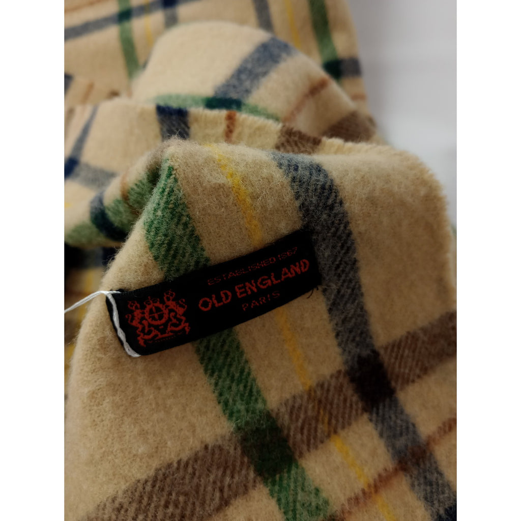 OLD ENGLAND Paris オールドイングランド 大判 ストール フリンジ チェック  ベージュ (3M＋2047)  【中古】