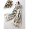 マーガレット ハウエル   MARGARET HOWELL HOUSE HOLD GOODS ウール カシミヤ ストール ベージュ 白  (3M＋2048)【中古】