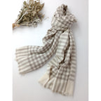 マーガレット ハウエル   MARGARET HOWELL HOUSE HOLD GOODS ウール カシミヤ ストール ベージュ 白  【中古】