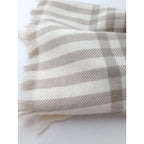 マーガレット ハウエル   MARGARET HOWELL HOUSE HOLD GOODS ウール カシミヤ ストール ベージュ 白  【中古】