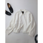 Drawer ドゥロワー RESORT1 ホワイト ファンシーツイードブルゾン  ジャケット  白 38  【中古】