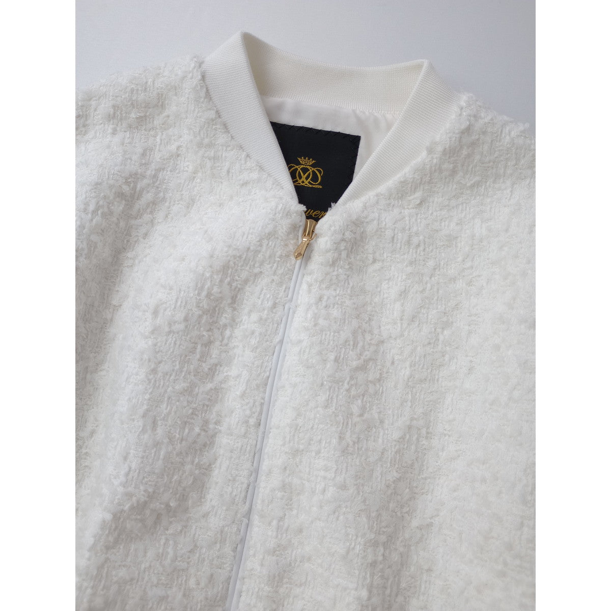 Drawer ドゥロワー RESORT1 ホワイト ファンシーツイードブルゾン  ジャケット  白 38  【中古】